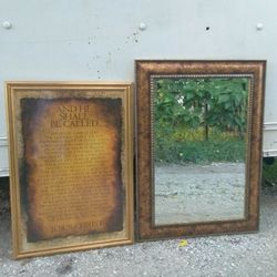 Shabby Chic Farmhouse Mirrors, ornate Antique style  gold, Brown s timber framed wall mirrors With Picture Frame SET 