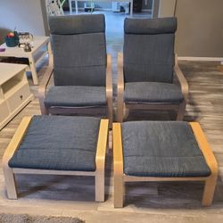 2 Poang Chairs And Ottomans