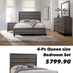 4-Pc Queen Size Bedroom Set. $53 Down Payment 