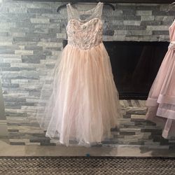 Foral Beaded Pink Dress Size 8 Little Girl