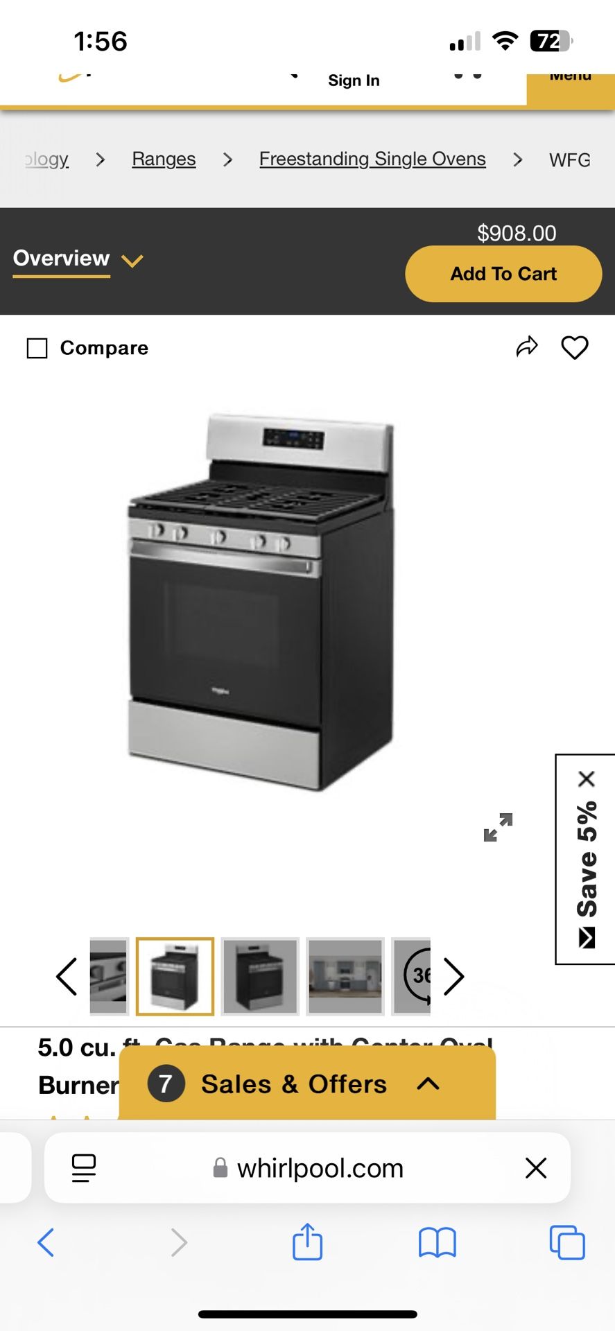 Whirpool Gas Range