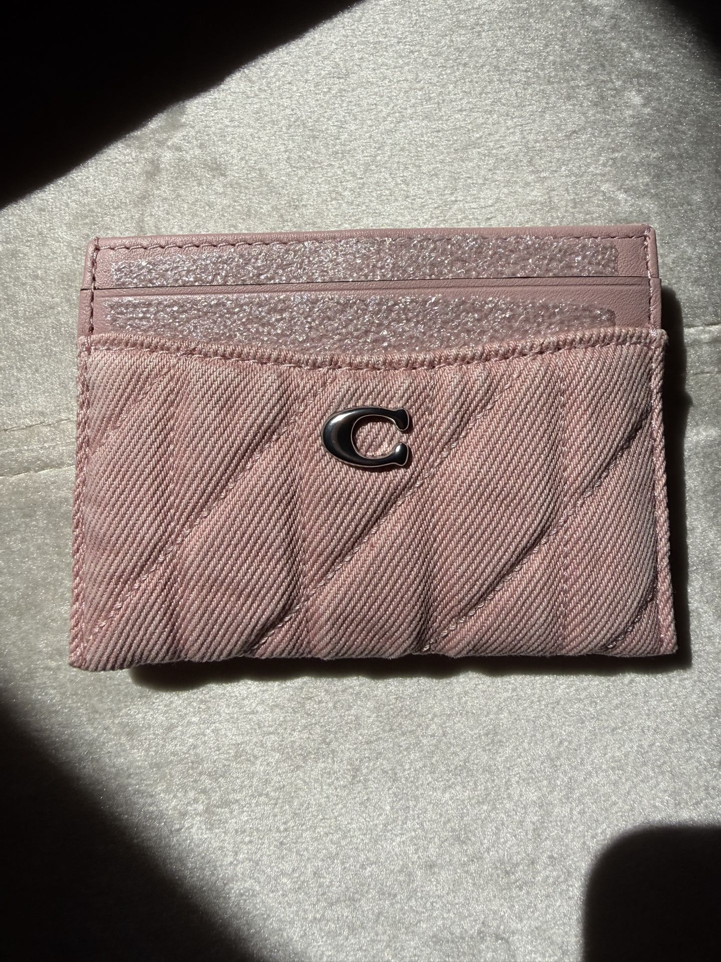Coach Pink Denim Card Case Wallet