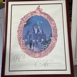 Vintage Disney World 25th Anniversary lithograph  poster 20" x 16"  in New Condition.