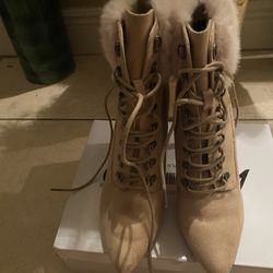 Brand New Beautiful Suede Boots W/Fur 9 1/2