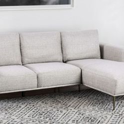 Brand New Light Grey Chenille Modern Style Sectional Sofa 