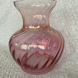 Vintage Large Pink Glass  Vase  12”