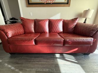 Red Leather Sofa $400  