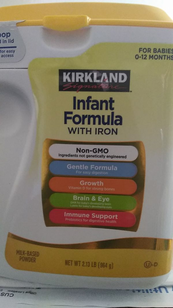 Kirkland infant formula with iron large container for Sale in Los