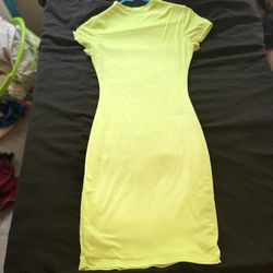 Neon Yellow Body Con Dress