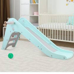 Arlopu Toddler Slide, Baby Indoor Foldable Slide with Basketball Hoop & Ball