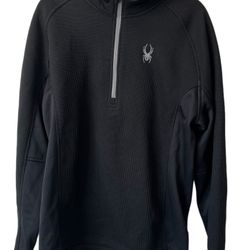 Spyder XL Men's Outbound Jacket Half Zip Sweatshirt Sweater Black  Comes from a pet and smoke free home.  Measurements are in pictures.  Item was clea