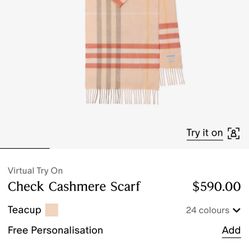 NWT Burberry Cashmere Scarf