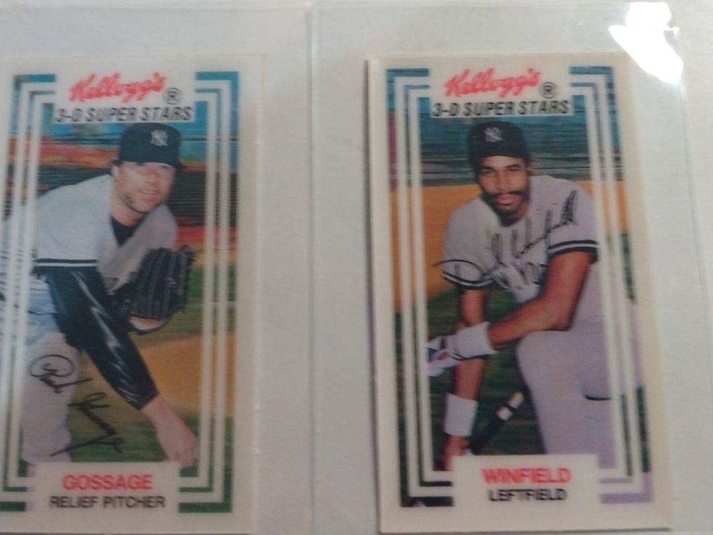 Vintage 1983 Kellogg's Cereal Dave Winfield And Goose Gossage 3-D Baseball Card Lot New York Yankees