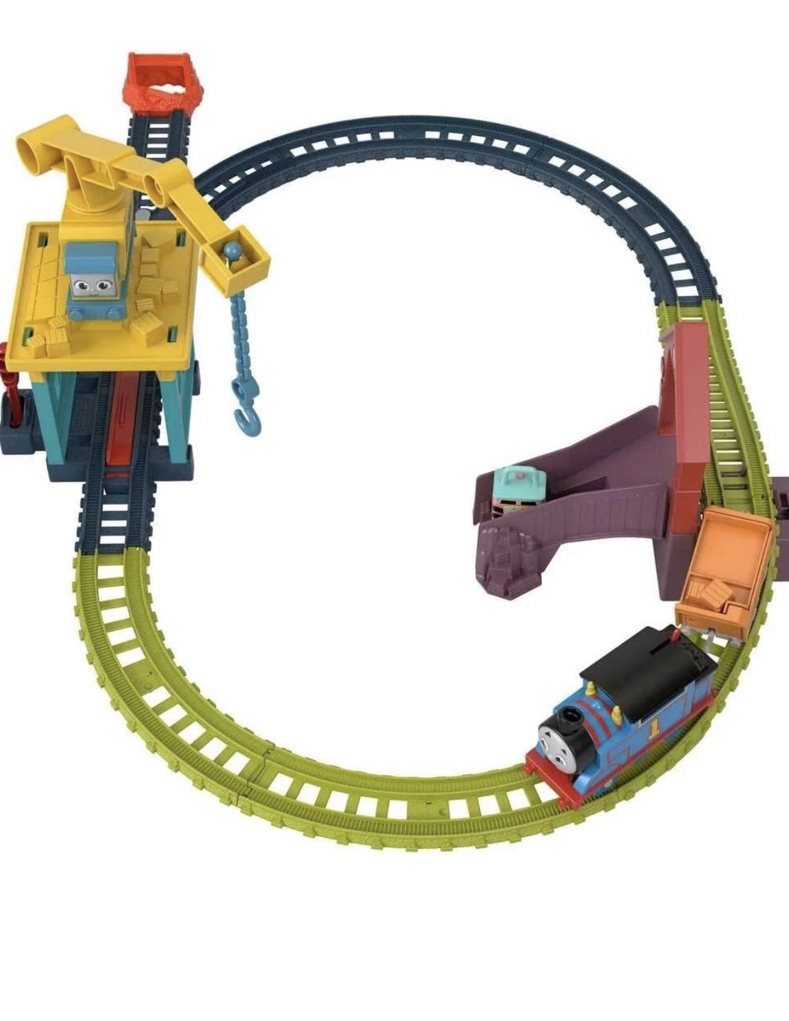 Thomas & Friends Motorized Toy Train Set Fix 'Em Up Friends With Carly The Crane, Sandy 