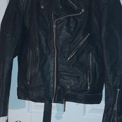 Mens Black Leather Jacket 42