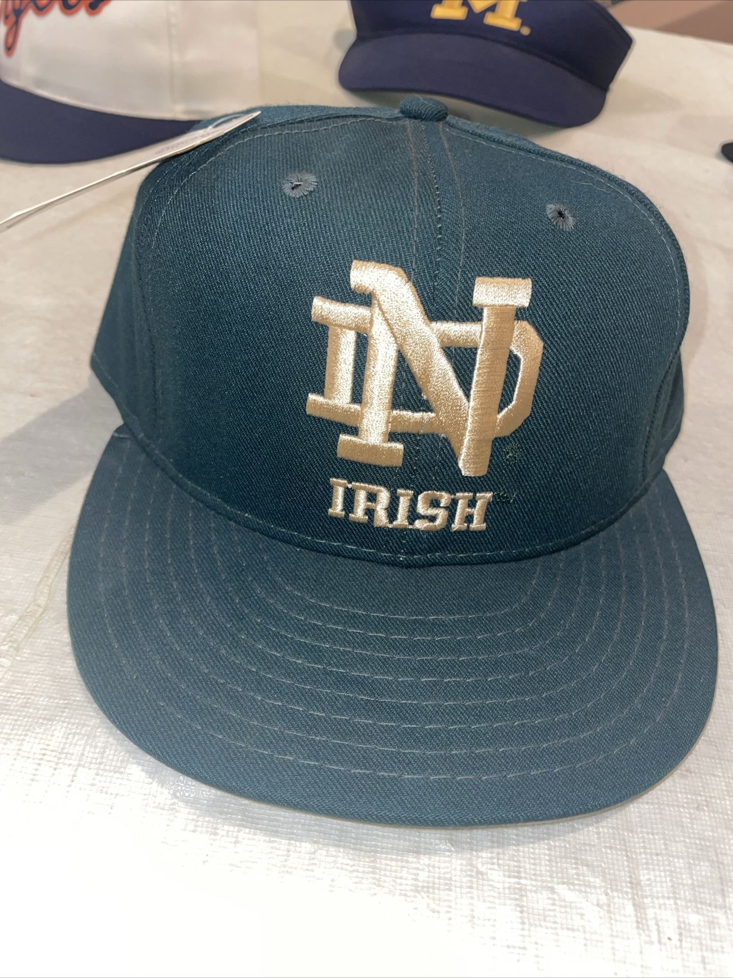 VTG NWT Notre Dame Fighting Irish Pro Line Hat Made USA SnapBack Football Green