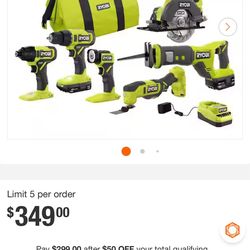 Ryobi 6 combo cordless  drill set