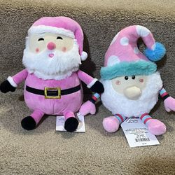 2 Scoops Plush Stuffed Ginny Santa & Elf Mini Holiday Toy 7” New Set of 2