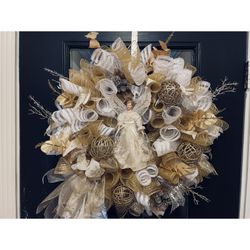 Handmade Wreath With Porcelain Angel
