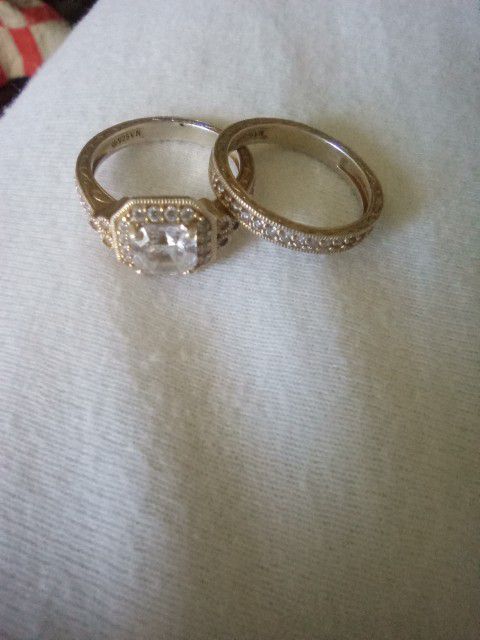Sterling Silver Bridal Set Size 8 Gold Plated