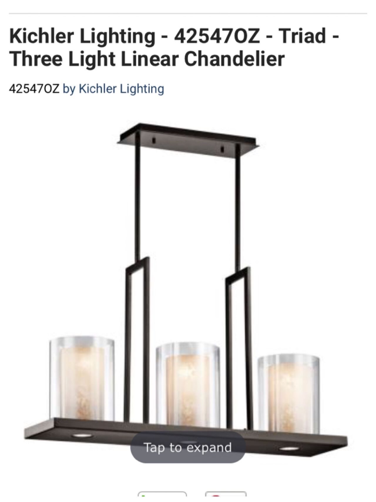Kichler Lighting - 42547OZ - Triad - Three Light Linear Chandelier (opened box item, everything still in the box). We don’t used it
