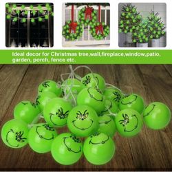 Grinch Face Christmas String Lights