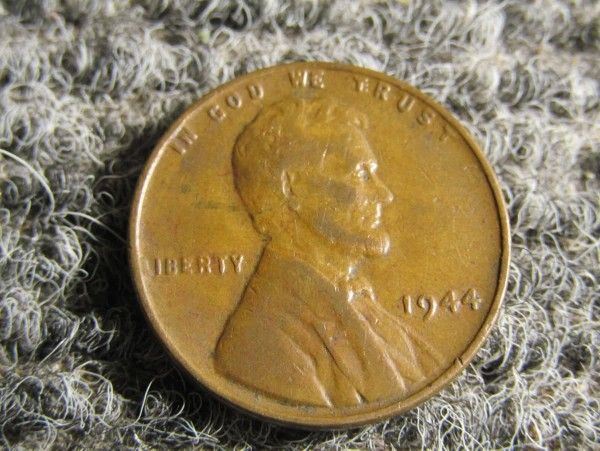 1944 Wheat Penny No Mint Mark Error 