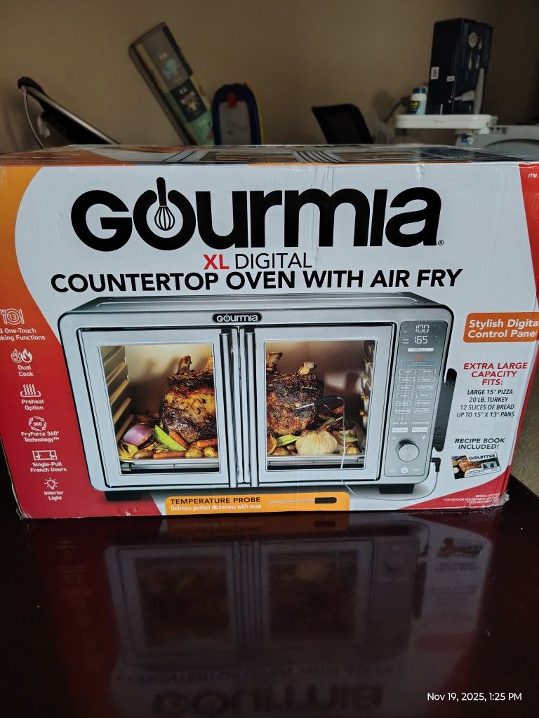 New Gourmia XL Digital Air Fryer Toaster Oven with Single-Pull French Doors