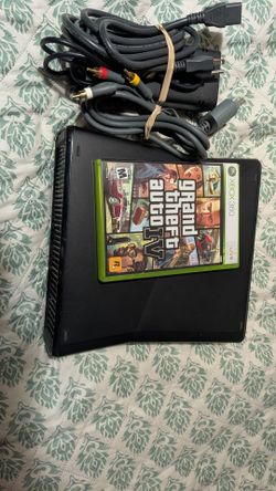 Xbox 360 Slim Console with GTA IV and Cables