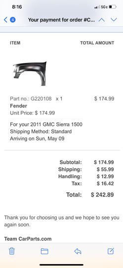 GMC Sierra Driver Side New Fender