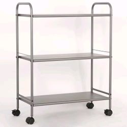 New in Box, 3 Shelf Wide Utility Storage Cart Gray with Wheels - Room Essentials
