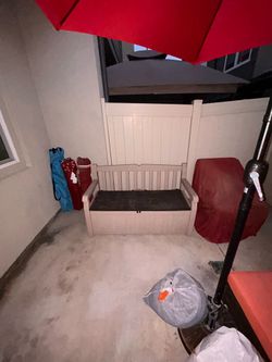 Patio bench with storage