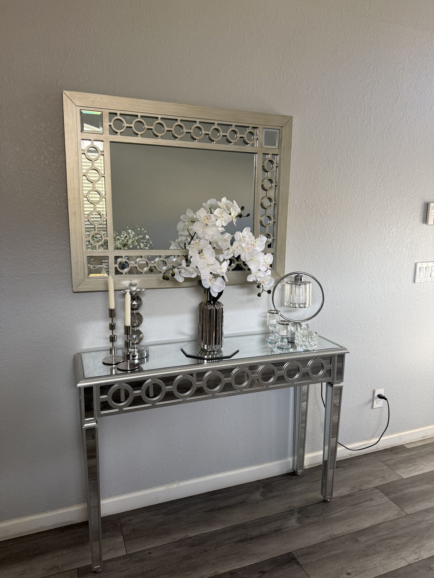 Mirror Silver Console Table And Mirror Set