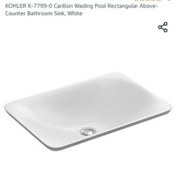 KOHLER K-7799-0 Carillon Wading Pool Rectangular Above-Counter Bathroom Sink, White
