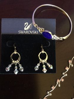Sterling Silver Jewelry 🦋🎉 Crystal earrings & Silver bracelet & necklace 🦋 🎉