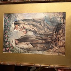 Vintage Framed Decorative Wall Art Print – Family Scene / Rustic Frame