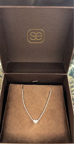 Sydney Evan Petite Diamond Heart & Diamond Cut Necklace 14k white Gold (90042) Highland Park