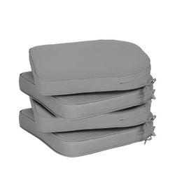 ES362 $40  20 in. x 19 in. Rectangle Outdoor Dining Chair Seat Cushion Pads with Ties and Zipper in Gray (4-Pack)  Soft and supportive sponge - aoodor