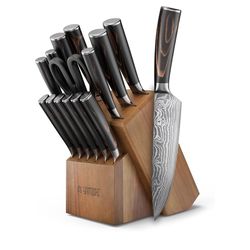 Yatoshi Professional Kitchen Knife Set, 15 Pieces, High Carbon Stainless Steel, Ergonomic Handle