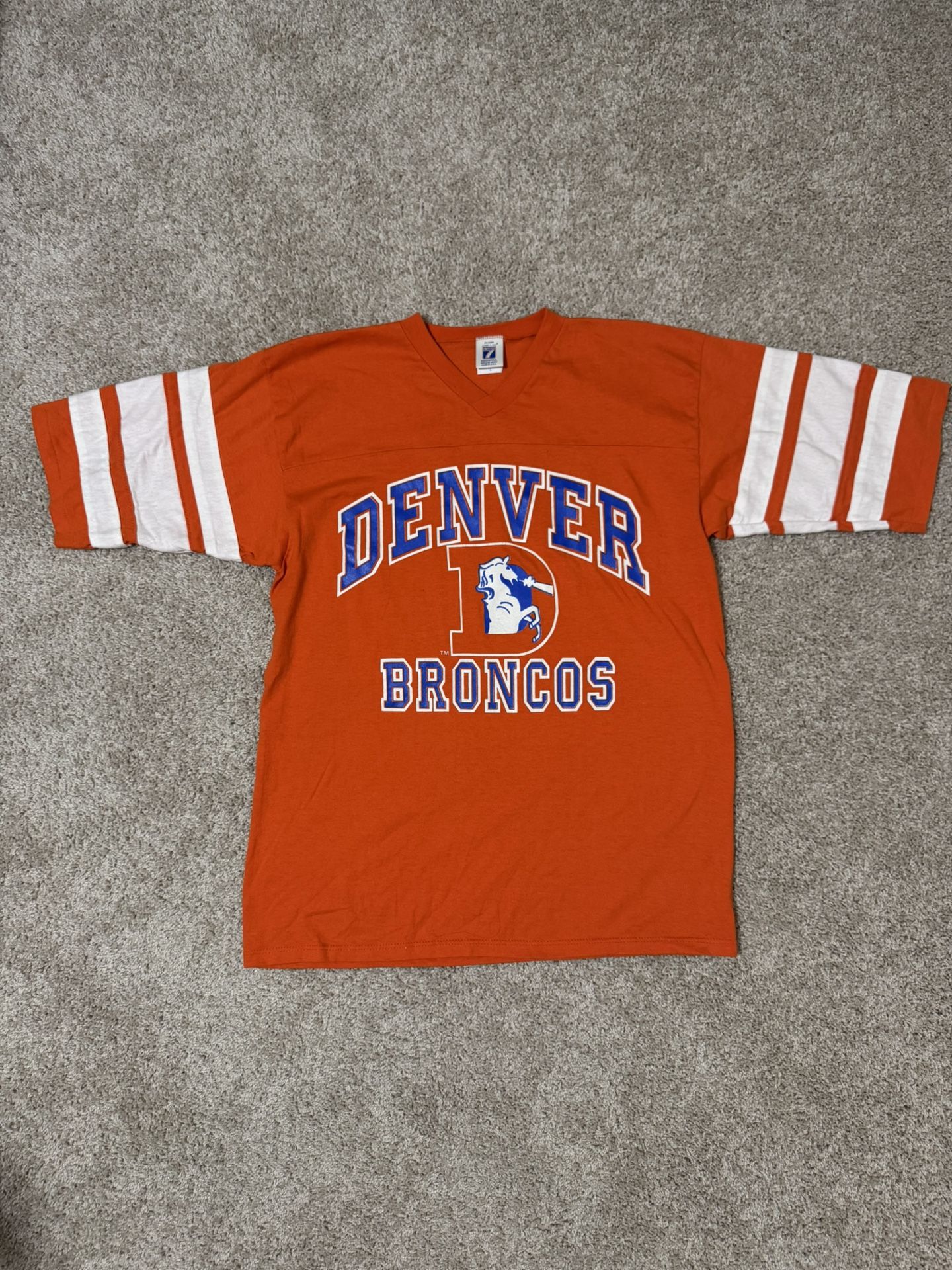 Vintage NFL T-Shirt Denver Broncos Size L 80s Old School Logo 7 Jersey