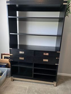 4 piece office set, desk, chair, filing cabinet and large bookcase