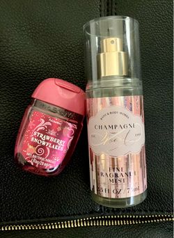 Bath & Body Works mini champagne toast spray + strawberry snowflakes pocketbac gel duo 🍾 🍓 ❄️
