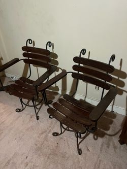 Set of wood and iron bistro chairs