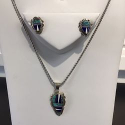 Silver Necklace And Earring Set