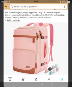 Lumesner 40L Pink Travel Backpack