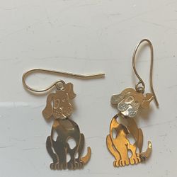 14 K Gold Earrings Cute Puppies 1g