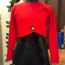 Vintage Adrienne Vittadini Red Wool Cropped Crew Neck Women’s Sweater Size XS