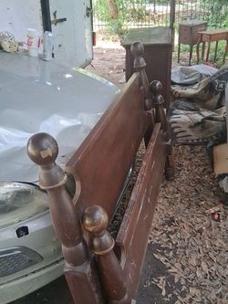 Antique wood bed frame