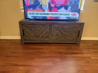 Wood TV Stand with Sliding Doors