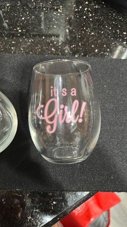 Clear 9 oz “It’s a girl” glasses for baby shower or announcement